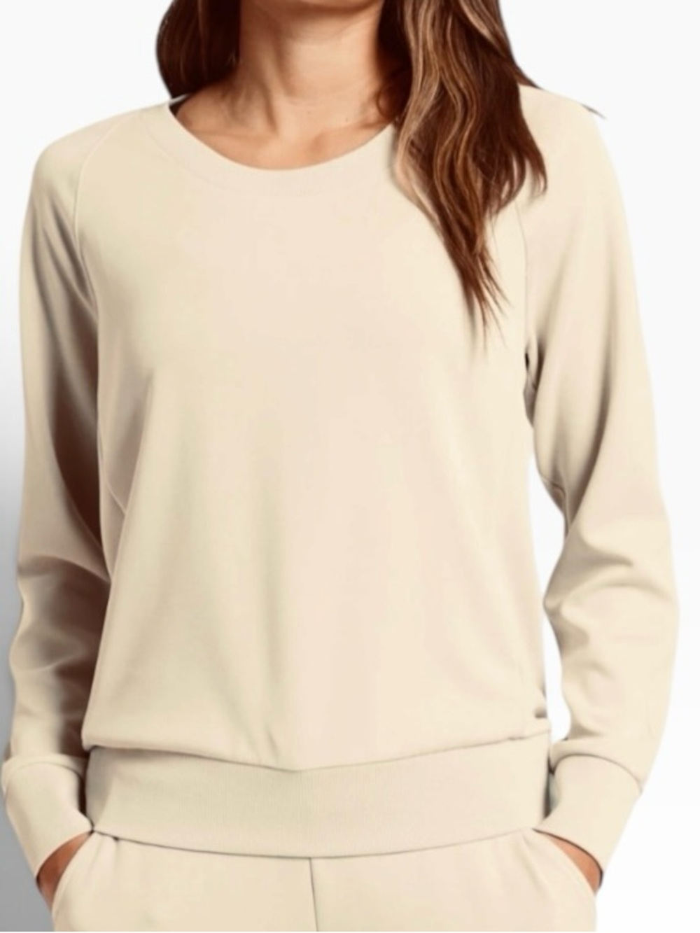 ATHLETA Women’s Seasoft Scoop-Neck Modal Blend Sweatshirt Top (982334) Size Lrg